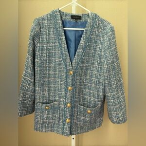 EUC Talbots Blue Tweed Coatigan Cardigan Coat Size 4